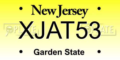 XJAT53 New Jersey License Plate
