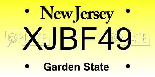 XJBF49 New Jersey License Plate