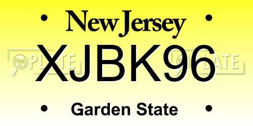 XJBK96 New Jersey License Plate