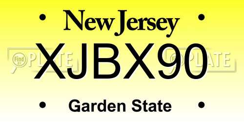XJBX90 New Jersey License Plate