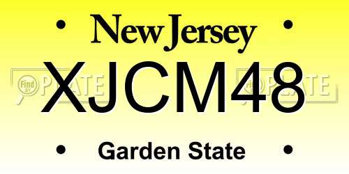 XJCM48 New Jersey License Plate