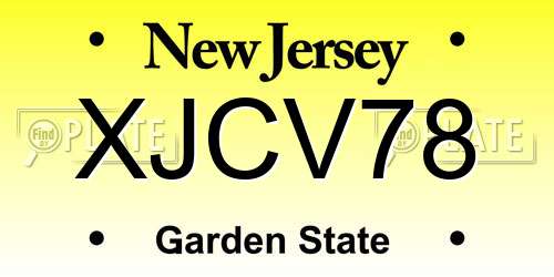 XJCV78 New Jersey License Plate