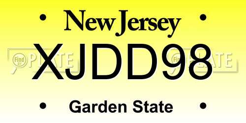 XJDD98 New Jersey License Plate