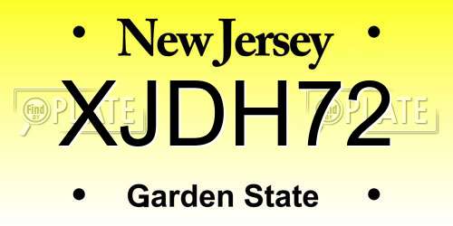 XJDH72 New Jersey License Plate