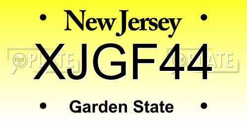 XJGF44 New Jersey License Plate