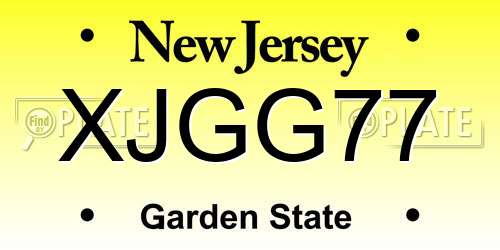 XJGG77 New Jersey License Plate