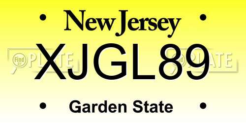 XJGL89 New Jersey License Plate