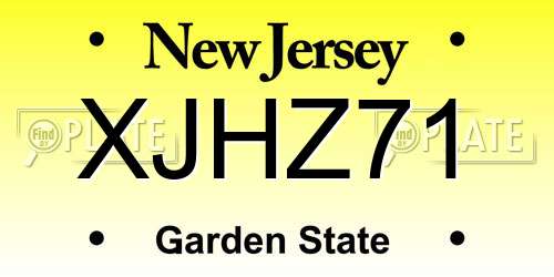 XJHZ71 New Jersey License Plate