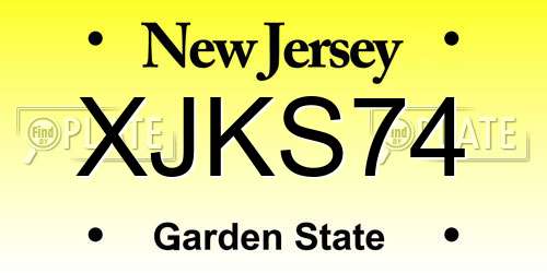 XJKS74 New Jersey License Plate