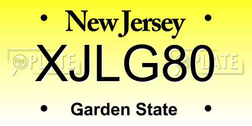XJLG80 New Jersey License Plate