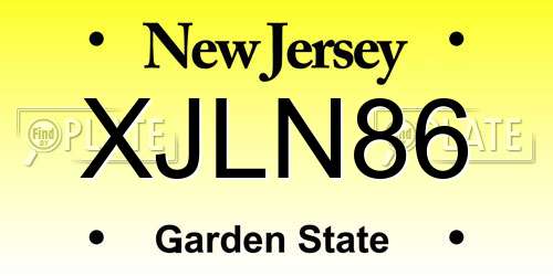XJLN86 New Jersey License Plate