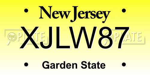 XJLW87 New Jersey License Plate
