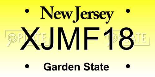 XJMF18 New Jersey License Plate