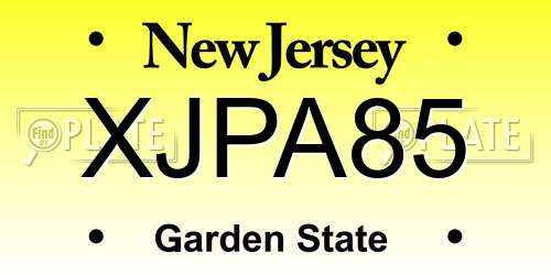 XJPA85 New Jersey License Plate