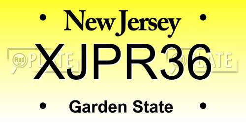 XJPR36 New Jersey License Plate