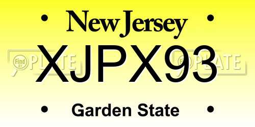 XJPX93 New Jersey License Plate