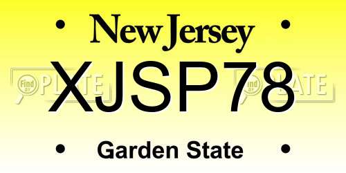 XJSP78 New Jersey License Plate