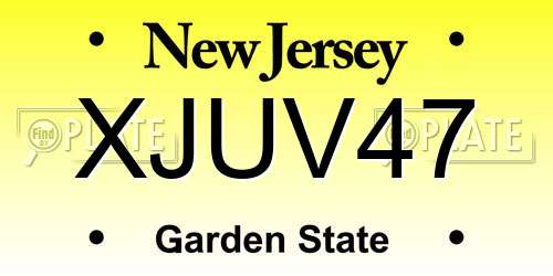 XJUV47 New Jersey License Plate