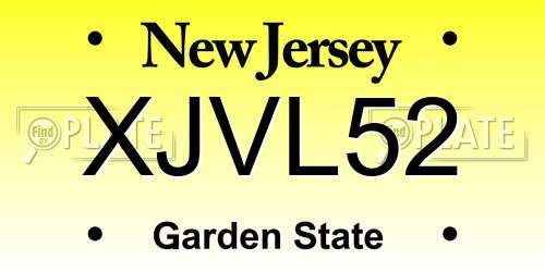 XJVL52 New Jersey License Plate