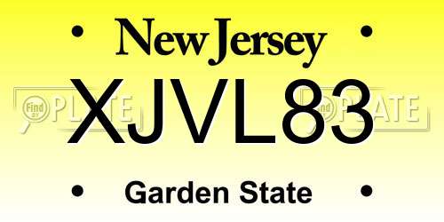 XJVL83 New Jersey License Plate