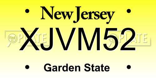 XJVM52 New Jersey License Plate