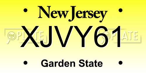 XJVY61 New Jersey License Plate