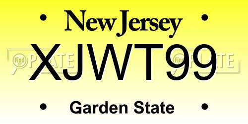 XJWT99 New Jersey License Plate