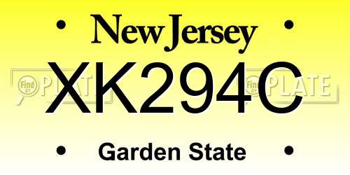 XK294C New Jersey License Plate