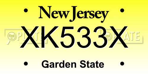 XK533X New Jersey License Plate