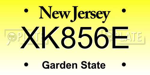 XK856E New Jersey License Plate