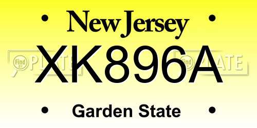 XK896A New Jersey License Plate