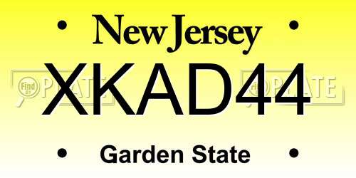 XKAD44 New Jersey License Plate