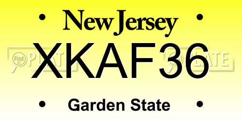 XKAF36 New Jersey License Plate