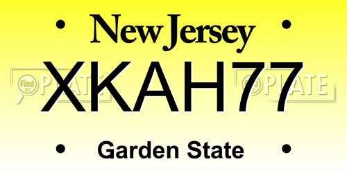 XKAH77 New Jersey License Plate