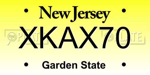 XKAX70 New Jersey License Plate