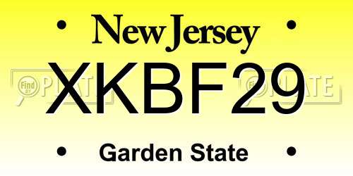 XKBF29 New Jersey License Plate