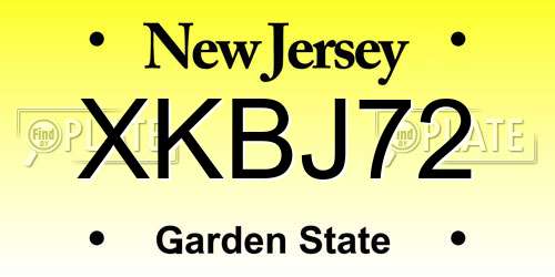XKBJ72 New Jersey License Plate