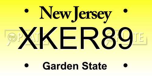 XKER89 New Jersey License Plate