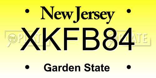 XKFB84 New Jersey License Plate