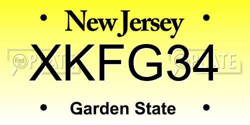 XKFG34 New Jersey License Plate