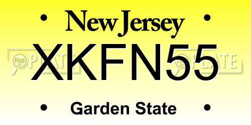 XKFN55 New Jersey License Plate