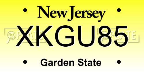 XKGU85 New Jersey License Plate