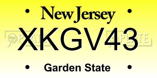 XKGV43 New Jersey License Plate