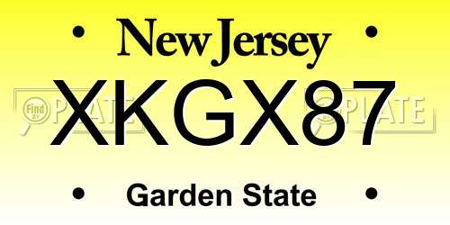 XKGX87 New Jersey License Plate