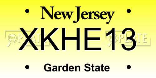 XKHE13 New Jersey License Plate