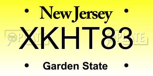 XKHT83 New Jersey License Plate