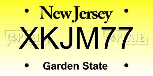 XKJM77 New Jersey License Plate