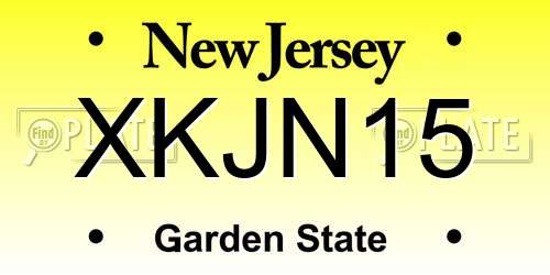 XKJN15 New Jersey License Plate