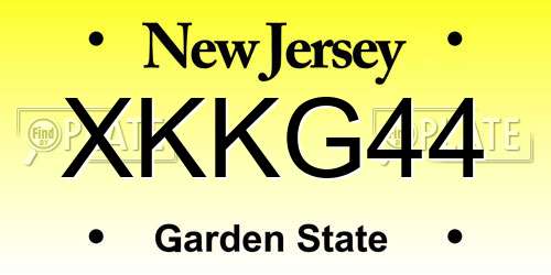 XKKG44 New Jersey License Plate