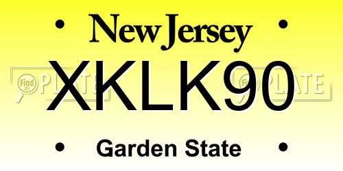 XKLK90 New Jersey License Plate